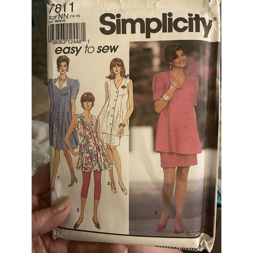Vintage 1992 Simplicity Dress Pattern 7811 Size 10-16 Uncut Easy to Sew
